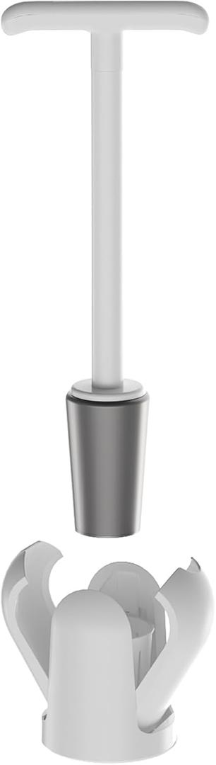 Upgraded Toilet Plunger with Holder, Wall Mounted Toilet Bowl Plunger with Hideaway Caddy, Dual Handle Plunger for Bathroom Built-in Drip Tray, RV Bathroom Accessories, White
