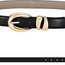 RISANTRY Leather Belt for Women Stylish Design with Gold Buckle Ladies Black Belt Perfect for Jeans Dresses (Black)