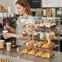4 Tiers Clear Acrylic Counter Top Bakery Display Case 5mm high Impact PETG Panels Bread Case 19.7"X19.7"X9.85" Party Cake Cabinet
