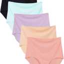Bolivelan 5 Pack Women's Seamless Hipster Panties Invisible High Waist No Show Ladies Bikini Underwear (7)