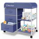 Baby Changing Table, Portable Changing Table, Diaper Changing Station with Waterproof Pad, Changing Table Dresser with 3 Storage Baskets, Mobile Nursery Organizer for Newborn Essentials