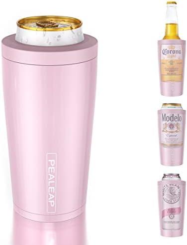 4 in 1 Insulated Slim Can Cooler for 12 OZ Cans and Beer Bottle - Keep 8 Hours Cold, Easy to Hold - Stainless Steel Can Holder, Double Walled Can Insulator for Hard Seltzer and More (Blush)