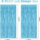 2 Pack Backdrop Curtains, 3.28 Feet x 7.05 Feet Sky Blue Tinsel Backdrop, Metallic Fringe Curtains Foil Tinsel Party Streamer, Winter Backdrop Happy Birthday Party Supplies