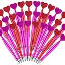 PLULON 26Pcs Valentines Heart Shaped Pens Novelty Ballpoint Pens 1 mm Black Gel Ink Rollerball Pen Pretty Office Pens for Valentine's Day Party Favor Student Teacher School Supplies