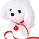 WorWoder Plush Bichon Frise Toy Puppy Electronic Interactive Pet Dog - Walking, Barking, Tail Wagging, Stretching Companion Animal for Kids (Bichon Frise)