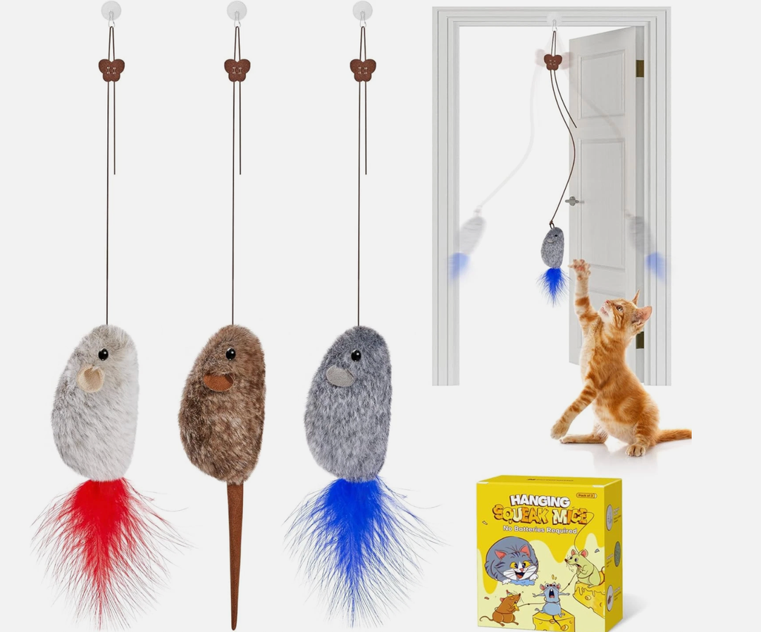 Potaroma Hanging Squeak Mice, 3 Pack