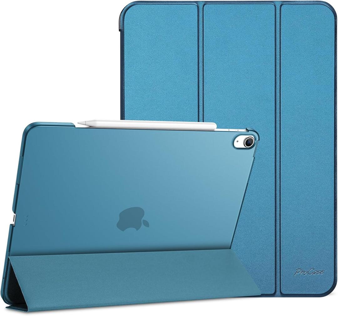 ProCase for iPad Air 13 Inch Case M3 2025/M2 2024, Slim Smart Cover iPad 13 Air M3 M2 Case with Translucent Hard Shell Back, Supports Touch ID, Auto Wake/Sleep -Teal