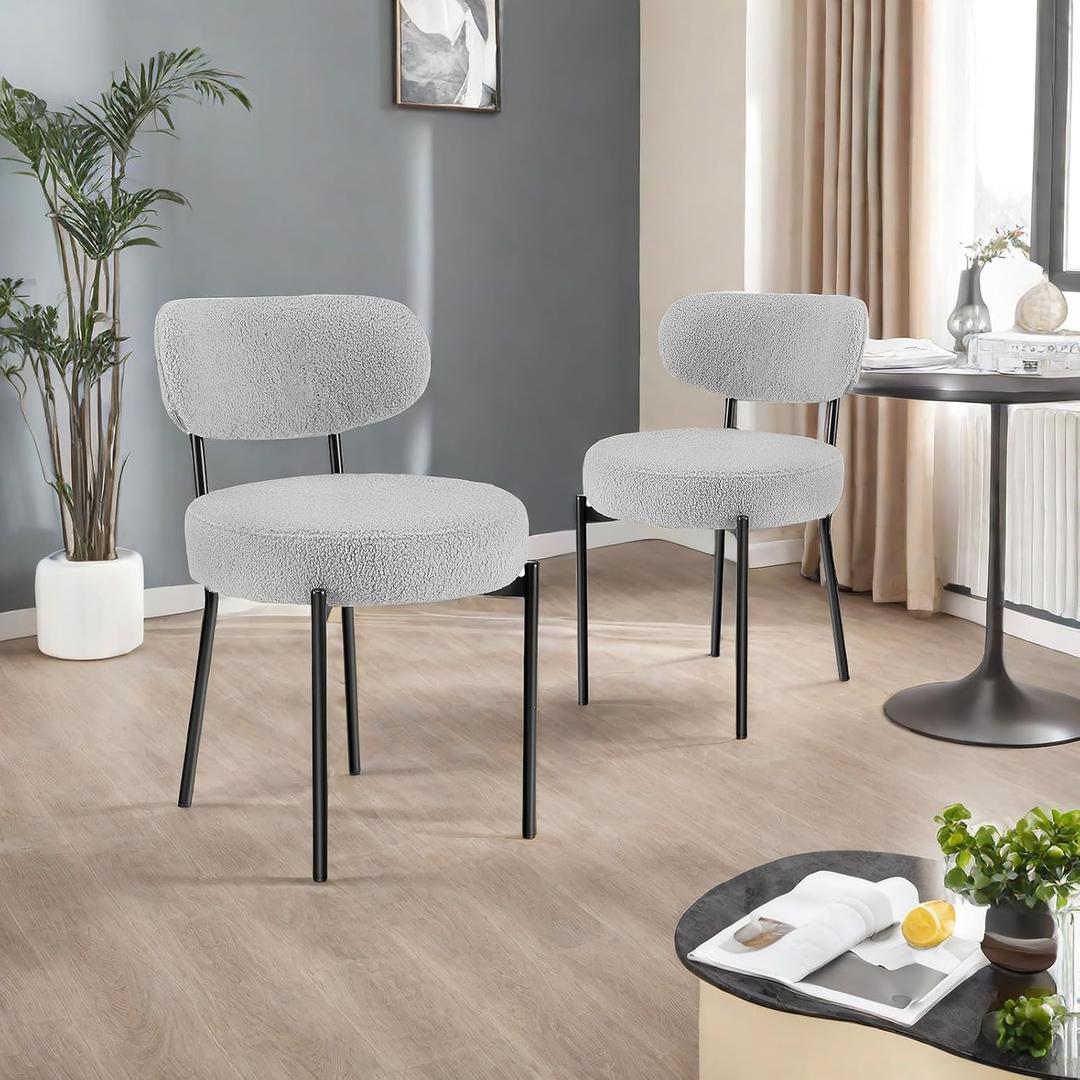 Dining Chairs Set of 2, Modern Kitchen Table Chairs with Soft White Seat Cushion and Durable Black Steel Frame, Upholstered Backrest for Dining Room and Bedroom, 2packs White Dining Chairs Set of 2, Modern Kitchen Table Chairs with Soft White Seat Cushion and Durable Black Steel Frame, Upholstered Backrest for Dining Room and Bedroom, 2packs White