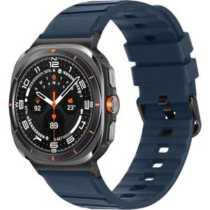 Tasikar No Gap Bands Compatible with Samsung Galaxy Watch Ultra 47mm Soft Silicone Sport Strap for Galaxy Watch Ultra 47mm Women Men, Dark Blue