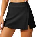 Women Swim Skirt Tummy Control Swimsuit Skirt with Built-in Shorts High Waisted Split Swim Bottom, XL