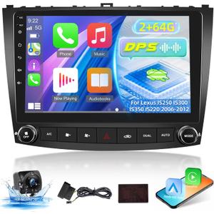 [2+64G] New Android Radio for Lexus IS250 IS300 IS350 IS220 2006-2012 - 10.1 inch Touchscreen DSP Audio with Wireless Carplay and Android Auto, WiFi, GPS, Multiple UI, SWC + AHD Backup Camera + OBD