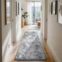 Soft Runner Rugs for Bedroom, Mottling Grey 2x6 Area Rugs Fluffy Rug Shag Area Rug Carpet, Bedside Rug for Living Room Bedroom Kids Room Home Decor