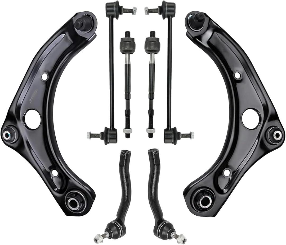 8PCS Front Lower Control Arm with Ball Joint Tie Rods Sway Bar Suspension Kit for 20122019 Nissan Versa, 20142019 Versa Note, 20152019 Micra