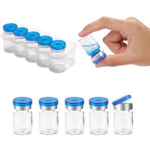 Small Empty Sterile Glass Sample Vials for Injection, with Self Healing Injection Ports and Flip Top Cap (5ml, 10Pac)