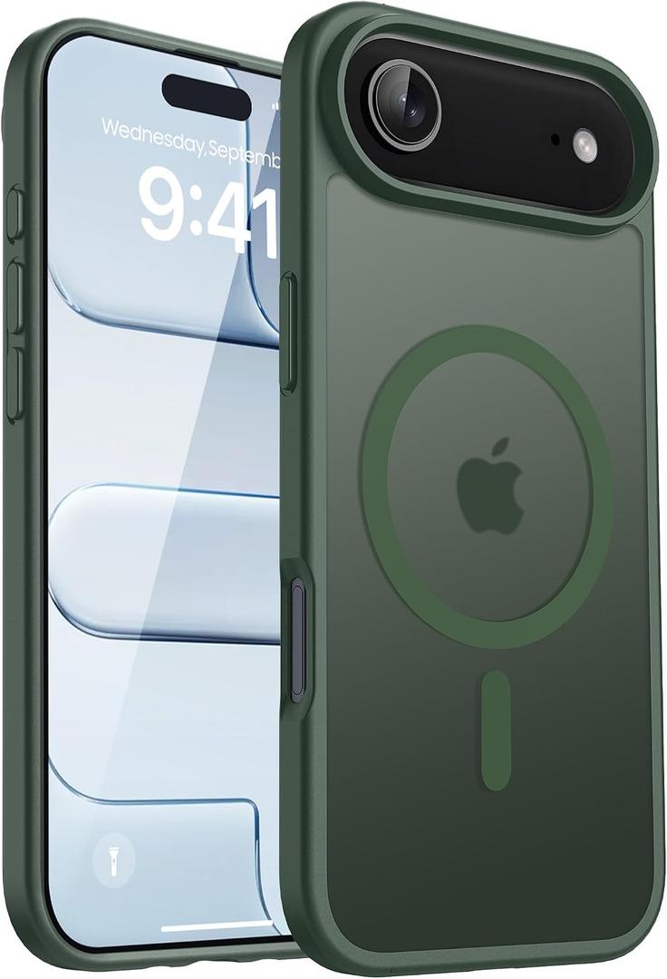 CACOE Magnetic Case for iPhone Air 6.5 inch-Compatible with MagSafe & Magnetic Car Phone Mount,Not Yellowing Anti-Scratch (Dark Green)