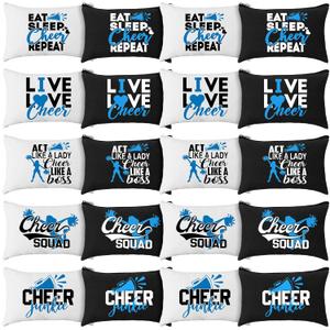 Pinkunn 20 Pcs Cheer Makeup Bags Bulk Cheerleader Gifts for Women Canvas Cheer Cosmetic Pouch Toiletry Zipper Makeup Case Cheerleading Portable Travel Pouch Team Accessories(Blue)