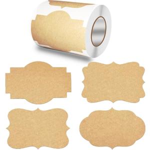 2" x 3" Kraft Paper Gift Labels Stickers,300 pcs 4 Styles Labels Craft Presents Stickers,for Presents Cosmetic Decoration Jars Food Craft,Write on Holiday Present Labels Gift Tags.Brown-Kraft