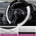 Car Steering Wheel Cover, 15 Inch Soft Microfiber Leather Auto Wheel Protector, Anti-Slip Breathable Steering Wheel Cover for Women Men, Universal Fit for Trucks Sedans SUVs (White)