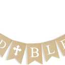CHRORINE God Bless Banner First Communion Banner Kit, Baptism Decorations for Boys Girls, First Communion Confirmation Decorations, Bautizo Decorations (White)