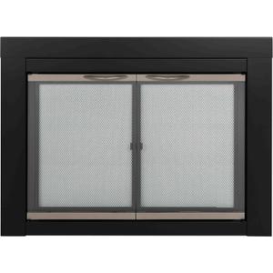 Pleasant Hearth Alsip Sunlight Nickel Glass Firescreen door | Large