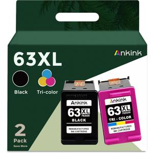 63XL Ink Cartridges Replacement for HP 63 XL (Black and Color Combo Pack) Fit for HP63 3830 4650 4652 4655 5200 5252 5255 5258 4520 4512 1112 2132 3630 3632 3631 2130 4510 4654 Printers BK Tricolor