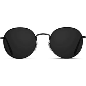 grinderPUNCH Classic Retro Sunglasses for Women Men, UV400 Protection Lens and Lightweight Men Sun Glasses Circle Metal Frame (Black Lens)