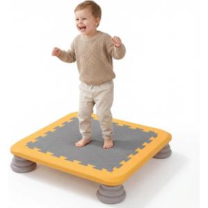 Mini Trampoline for Kids, 25 Inch Sensory Bounce Board for Balance & Coordination, Non-Slip Rebounder Board for Kids Ages 3+, Indoor Mini Trampoline with Stable Base