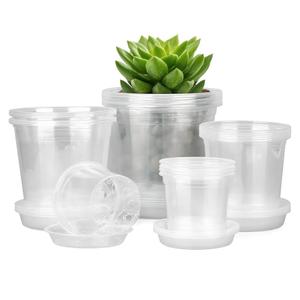 FUIJOL 4/5/6/7 Inch Clear Nursery Pots for Plants with Sacuers 19 Pack, Plastic Flower Pots with Drainage Holes, Variety Pack Seedlings Garden Pot for Indoor Outdoor (4+5+6+7 inch)