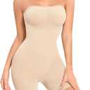 Strapless Shapewear Bodysuit for Women Full Body Shapewear Tummy Control Seamless Snatched Shaper Under Dresses (Small, Beige)