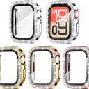 Goton 4-Pack Bling Case for Apple Watch Screen Protector 40mm Series 6/5/4, SE 3/2/1, Women Glitter Diamond Rhinestone Protector for iWatch Cover Accessories 40 mm (Silver+Gold+Rose Gold+Pink( Glass))