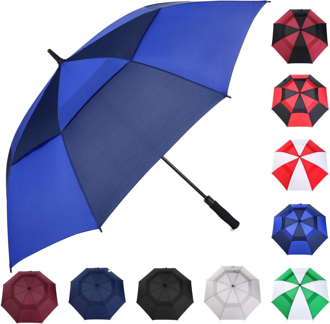 MRTLLOA Extra Large Golf Umbrella, 54/62/68/72 Inch Automatic Open, Oversize Double Canopy Vented Windproof Waterproof Sports Umbrellas for Rain