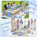 Beeveer 91 x 71 Extra Large Outdoor Boho Picnic Blanket with Table Runner Light Blue, 6 Throw Pillow Covers 6 Napkins Woven Cotton Yarn Oversize Beach Blanket Washable Picnic Camp Wedding