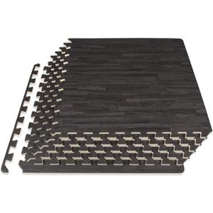 ProsourceFit Wood Grain Puzzle Mat -inch, 6 EVA Foam Interlocking Floor Tiles (24 Sq Ft) for Secure Indoor Room Workout Flooring and Playmat