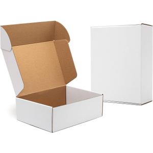 Timirog White Shipping Boxes 12x9x4" 20 Pack- Corrugated Cardboard Mailing Box for Small Business, Tab Locking Literature Mailer Packaging Supplies for Packing Gifts Craft