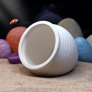 White Betta Fish Tank Accessories Decor Ceramic Jar Cute Shrimp Shelter House Ornaments Aquarium Hideout Caves Landscape Decorations for Small Fish to Breed Hide (Large)