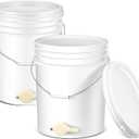 Suzile 2 Pack Plastic Honey Bucket with Gate 5 Gallon Bucket with Spigot White Honey Extractor Equipment Beekeeping Harvesting Tool Beekeeping Supplies 20L Capacity