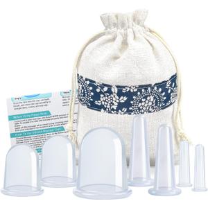 Silicone Cupping Therapy Set - Facial Cupping Set - Face and Body Cupping Massager - Vacuum Suction Cups - Anti-Cellulite Cup - Amazing Cellulite Remover Home Use 7PACK (Clear)