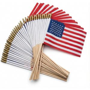 Pack of 100 Mini American Flags - 4x6 Inch Small American Flags on Sticks - Preassembled Handheld USA Flags for Memorial Day, 4th of July Decorations & Patriotic Events
