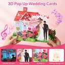 Yinqing Wedding Card Mr. & Mrs. for Bride and Groom, With Light and Music | 3D Pop Up Romantic House Wedding Card for Engagement, Bridal Shower, Newlyweds, Wedding Congratulations, 5x7 inches