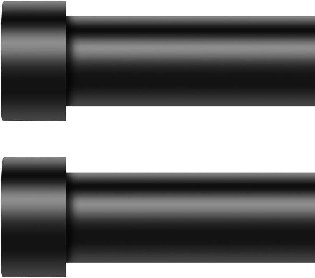 2 Pack Black Curtain Rods for Windows 66 to 120 Inch(5.5-10 Feet),1" Diameter Drapery Rods with Modern Style End Cap Finials,Size:36-120 Inch