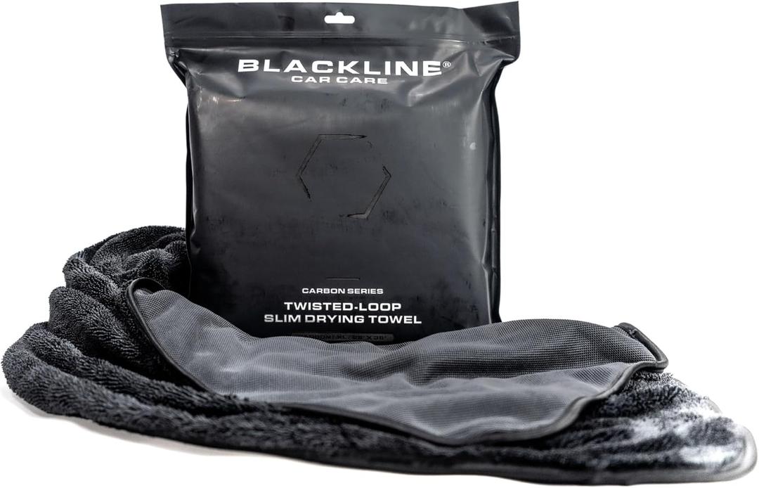 Blackline 24"x36" Slim Twisted-Loop Drying Towel, 800GSM, Streak Free, Lint Free, Reusable - Car Accessories, Bath Towels, Microfiber Cleaning Cloth - One Pass is All You Need