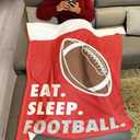 HommomH Sports Fleece Blanket 40" x 50" Eat Sleep Football Red Lightweight Fuzzy Cozy Soft Warm Throw for Man Boy Teen, Air Conditioning