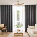 Window Dark Grey Blackout Curtains for Bedroom 63 inches Long 2 Panels Set Grommet Blackout Drapes Energy Saving Noise Reducing Thermal Insulated for Bedroom Living Room Nursery