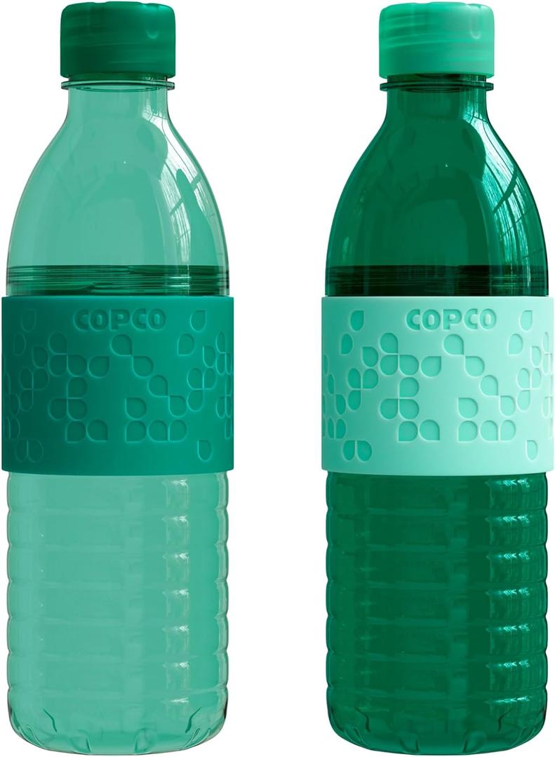 Copco Hydra 16.9oz Water Bottle, Set of 2 - Non-Slip Sleeve & BPA-Free Tritan Plastic - Dishwasher Safe, Reusable To Go Bottle - Leak-Proof, Spill-Proof, Portable Water Bottle (Green & Hunter Green)