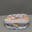 DYSHAYEN Travel Makeup Bag with Compartments Clear Coated Cosmetic Bag for Women, Waterproof Portable Open Flat Toiletry bag Rainbow Gingham