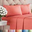 Queen Size 4 Piece Sheet Set - Comfy Breathable & Cooling Bed Sheets Set - Hotel Luxury Bedding for Women, Men, Kids, Teens, Boys & Girls - Deep Pockets, Ultra-Soft, Wrinkle Free - Oeko-Tex - Coral