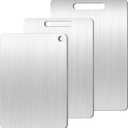 Titanium Cutting Board Set of 1, 11 * 8inches,Titanium Cutting Boards for Kitchen, Food Grade Metal Double Sided Chopping Boards for Kitchen Counter Meat Vegetable Fruit Outdoor Camping