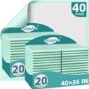 Disposable Bed Pads 40x36 Inch (40 Pack) - Extra Large, Super Absorbent Underpads for Adults & Pets, Waterproof Incontinence Pads, Mattress Protector [100x91CM]