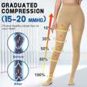 beister Medical Compression Tights for Women & Men, 15-20 mmHg Closed Toe Graduated Compression Pantyhose (Beige, L)