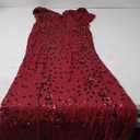Womens Sequined Long Evening Gown Glamous Sleeveless V-Neck Mermaid Prom Dress for Wedding Party L